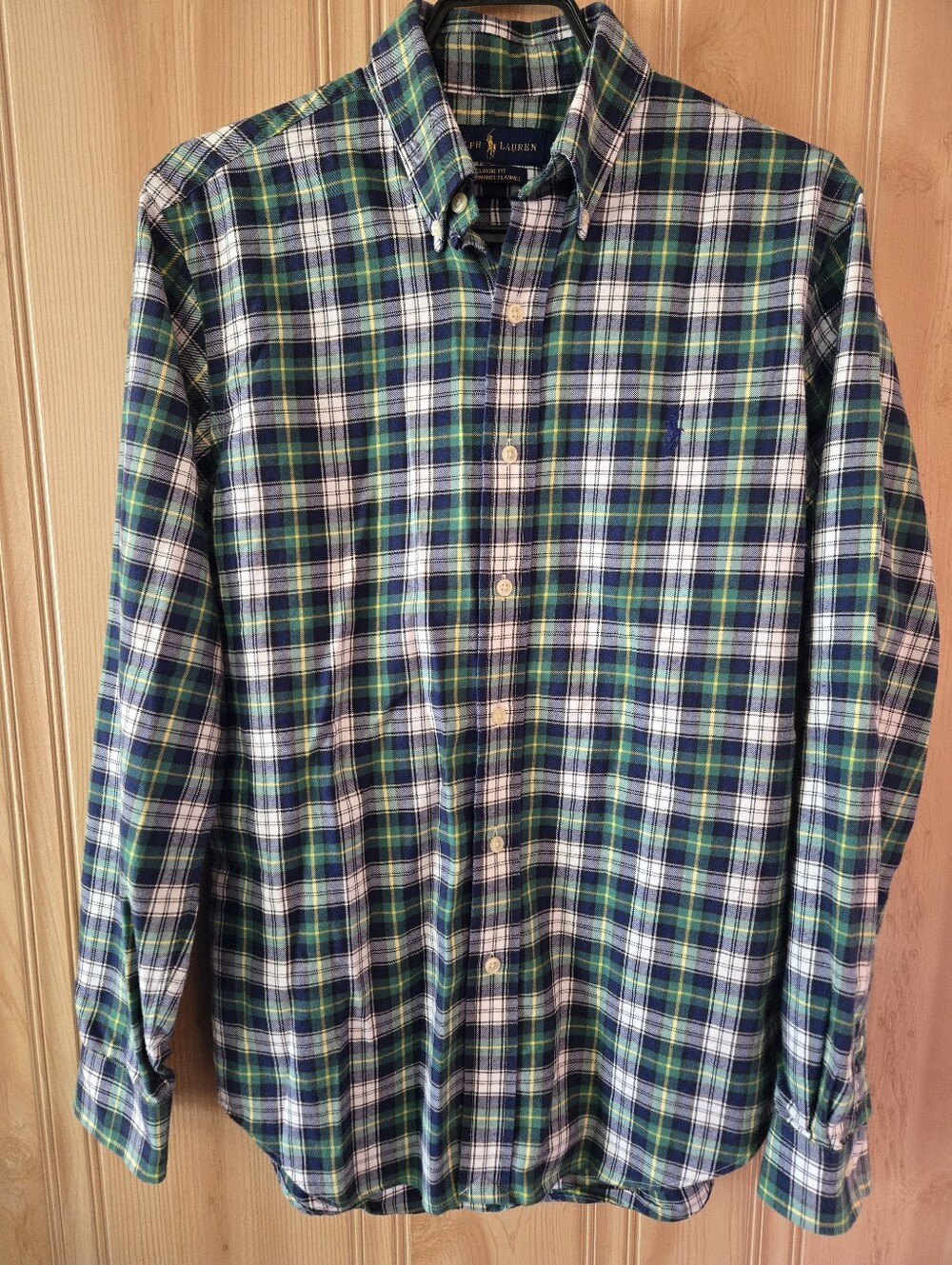 Ralph Lauren Blue, Green & White Plaid Button-Down Shirt